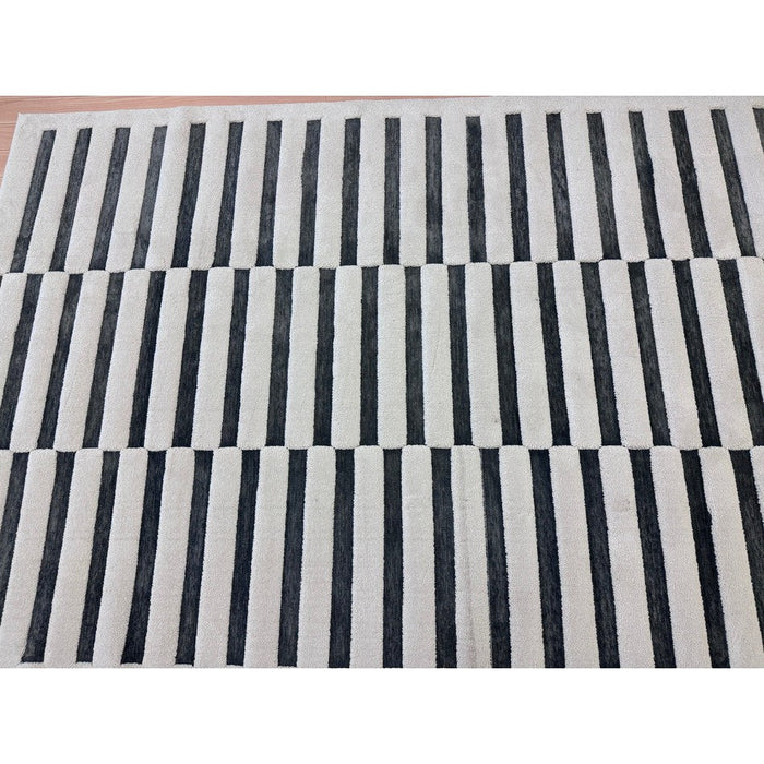 Valley Build Scandinavian Carved 3D Hi-Low Flatweave Ivory/Charcoal Grey/Monochrome Rug