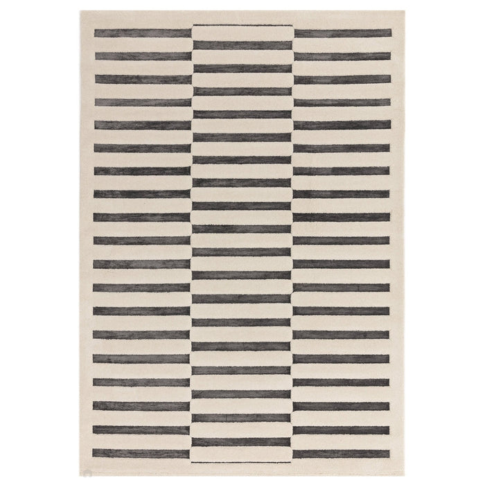 Valley Build Scandinavian Carved 3D Hi-Low Flatweave Ivory/Charcoal Grey/Monochrome Rug