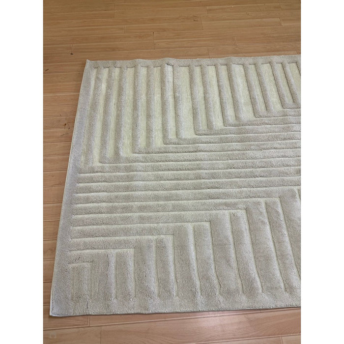 Valley Connection Scandinavian Carved 3D Hi-Low Flatweave Ivory Rug