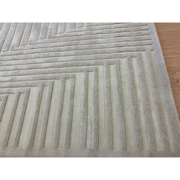 Valley Connection Scandinavian Carved 3D Hi-Low Flatweave Ivory Rug