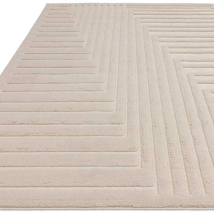 Valley Connection Scandinavian Carved 3D Hi-Low Flatweave Ivory Rug