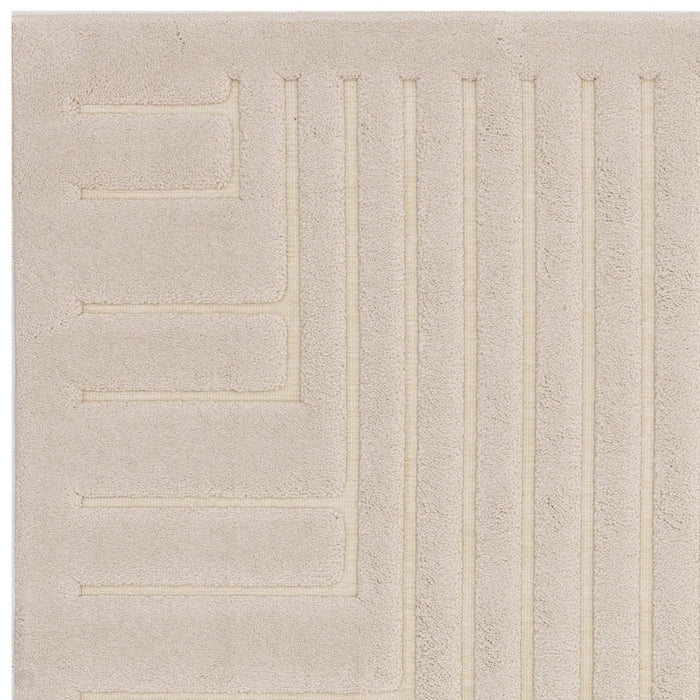 Valley Connection Scandinavian Carved 3D Hi-Low Flatweave Ivory Rug