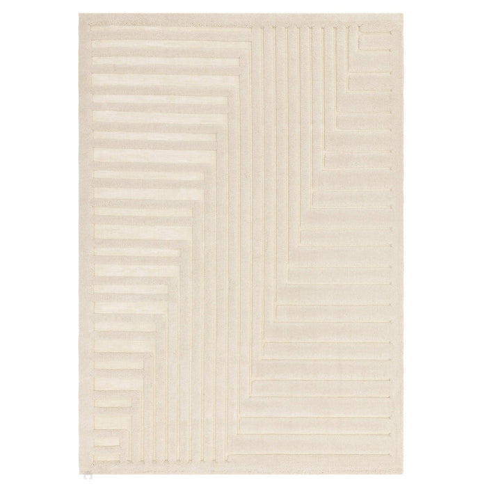 Valley Connection Scandinavian Carved 3D Hi-Low Flatweave Ivory Rug