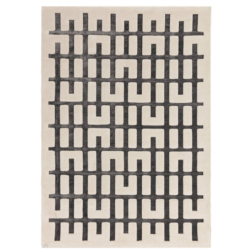 Valley Junction Scandinavian Carved 3D Hi-Low Flatweave Ivory/Charcoal Grey Rug