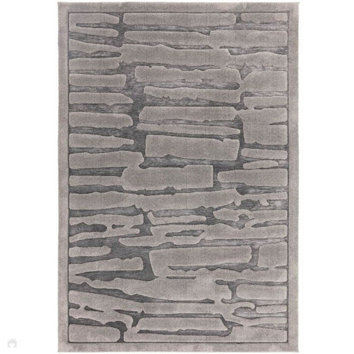 Valley Path Scandinavian Carved 3D Hi-Low Flatweave Charcoal Grey/Grey Rug