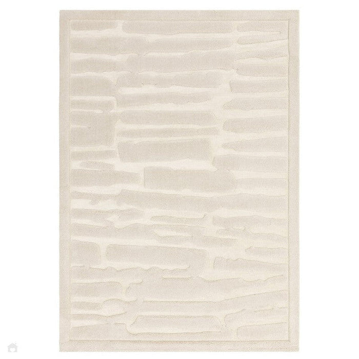 Valley Path Scandinavian Carved 3D Hi-Low Flatweave Ivory/Cream Rug