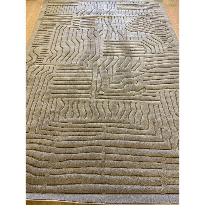 Valley Route Scandinavian Carved 3D Hi-Low Flatweave Beige/Natural Rug