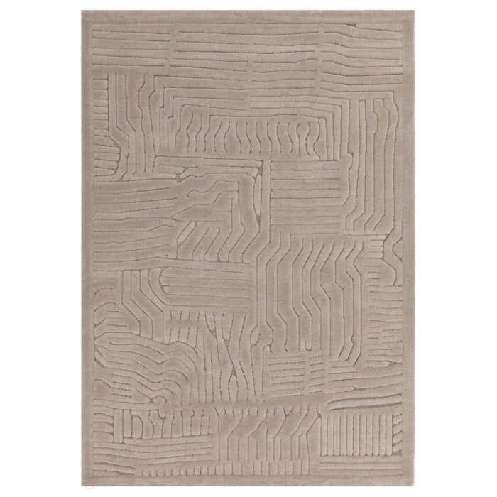 Valley Route Scandinavian Carved 3D Hi-Low Flatweave Beige/Natural Rug