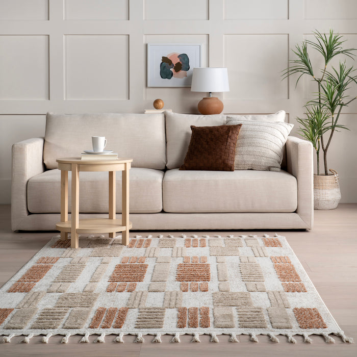 Valli geometrisk dusk område teppe 160x230 cm beige