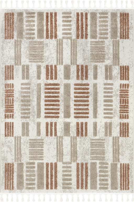 Valli Geometrinen tupsualuematto 80x150 cm beige