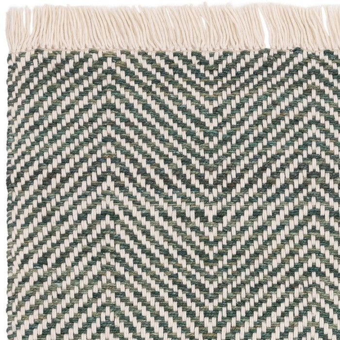 Vigo Modern Geometric Zig Zag Käsinkudottu Juuttisekoitus Pehmeä Touch Boho Flatweave Vihreä/Kermanvärinen matto