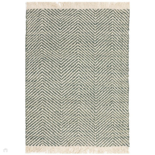 Vigo Modern Geometric Zig Zag Hand-Woven Jute Mix Soft-Touch Boho Flatweave Green/Cream Rug