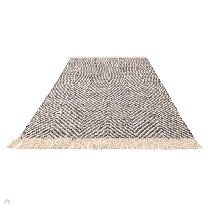 Vigo Modern Geometric Zig Zag Käsinkudottu Juuttisekoitus Pehmeä Touch Boho Flatweave Harmaa/kermanvärinen matto