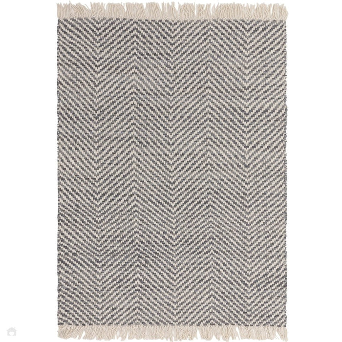 Vigo Modern Geometric Zig Zag Käsinkudottu Juuttisekoitus Pehmeä Touch Boho Flatweave Harmaa/kermanvärinen matto