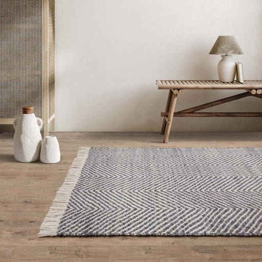 Vigo Modern Geometric Zig Zag Hand-Woven Jute Mix Soft-Touch Boho Flatweave Grey/Cream Rug