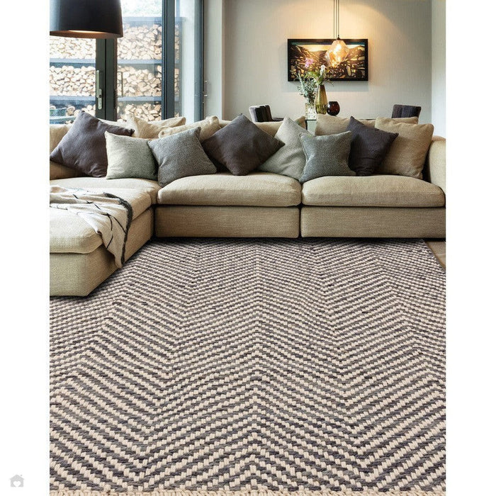 Vigo Modern Geometric Zig Zag Käsinkudottu Juuttisekoitus Pehmeä Touch Boho Flatweave Harmaa/kermanvärinen matto