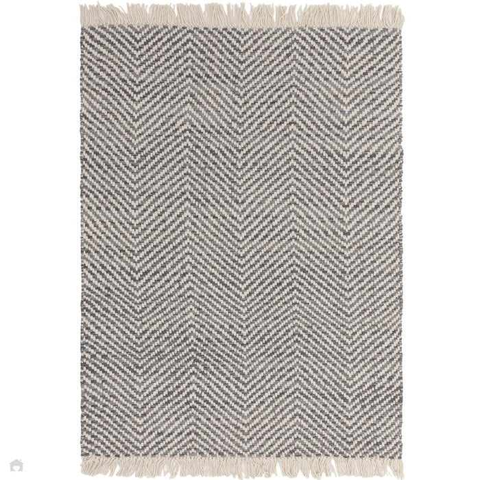 Vigo Modern Geometric Zig Zag Käsinkudottu Juuttisekoitus Pehmeä Touch Boho Flatweave Harmaa/kermanvärinen matto