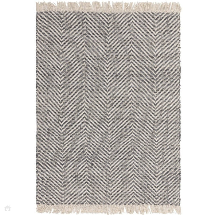 Vigo Modern Geometric Zig Zag Käsinkudottu Juuttisekoitus Pehmeä Touch Boho Flatweave Harmaa/kermanvärinen matto