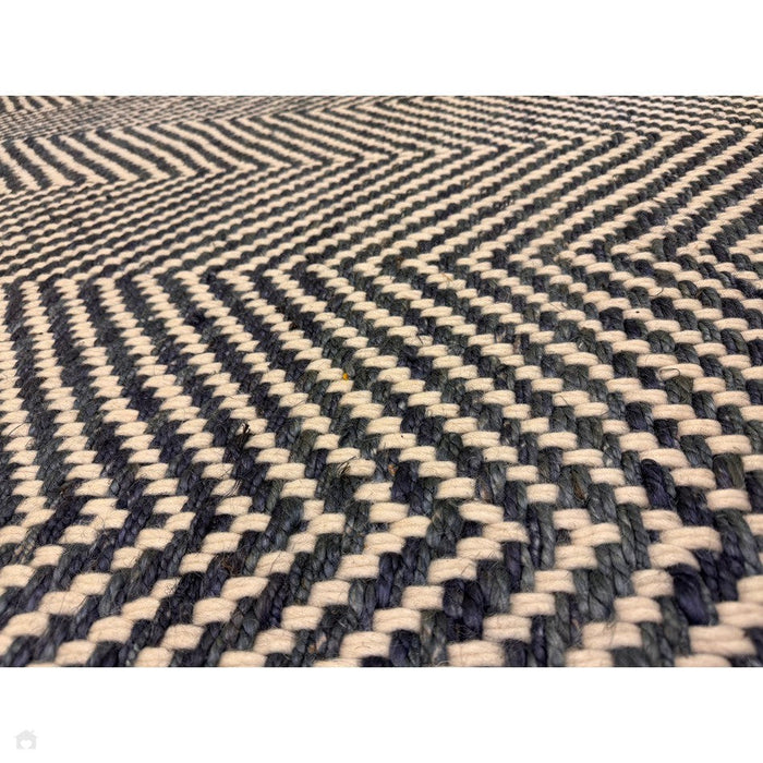 Vigo Modern Geometric Zig Zag Hand-Woven Jute Mix Soft-Touch Boho Flatweave Navy/Cream Rug