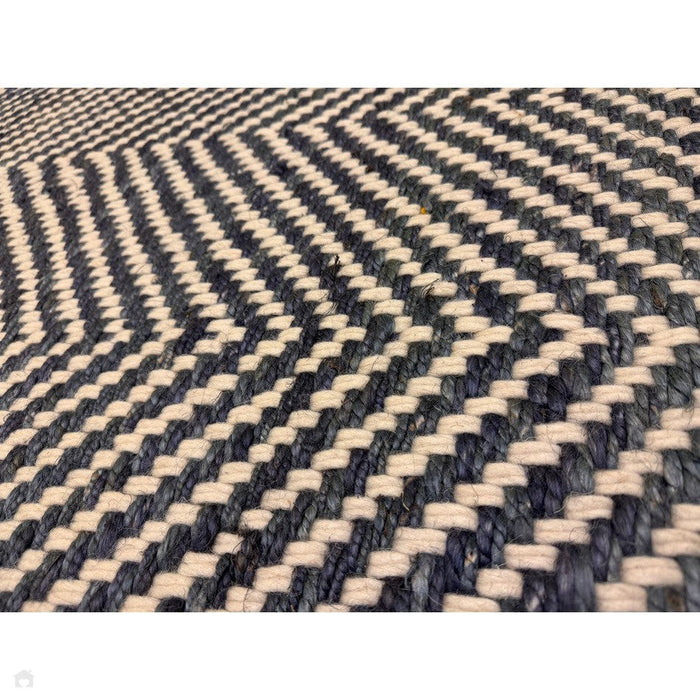 Vigo Modern Geometric Zig Zag Hand-Woven Jute Mix Soft-Touch Boho Flatweave Navy/Cream Rug