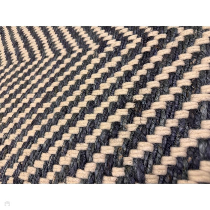 Vigo Modern Geometric Zig Zag Hand-Woven Jute Mix Soft-Touch Boho Flatweave Navy/Cream Rug