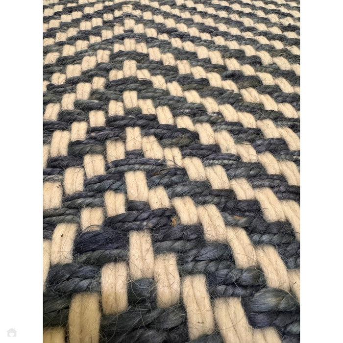 Vigo Modern Geometric Zig Zag Hand-Woven Jute Mix Soft-Touch Boho Flatweave Navy/Cream Rug