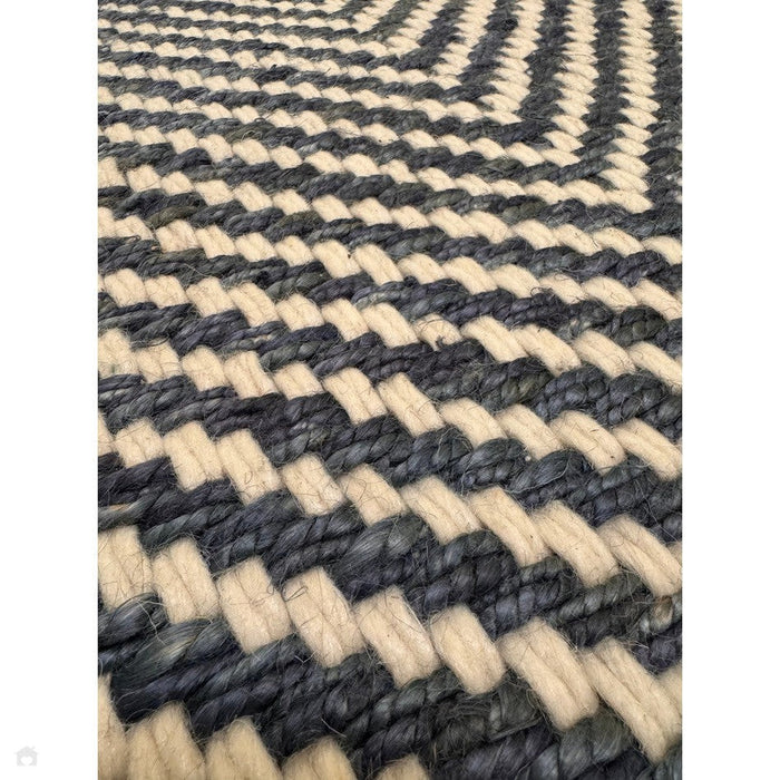 Vigo Modern Geometric Zig Zag Hand-Woven Jute Mix Soft-Touch Boho Flatweave Navy/Cream Rug