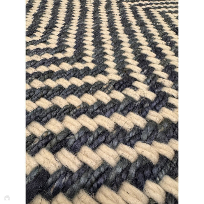 Vigo Modern Geometric Zig Zag Hand-Woven Jute Mix Soft-Touch Boho Flatweave Navy/Cream Rug