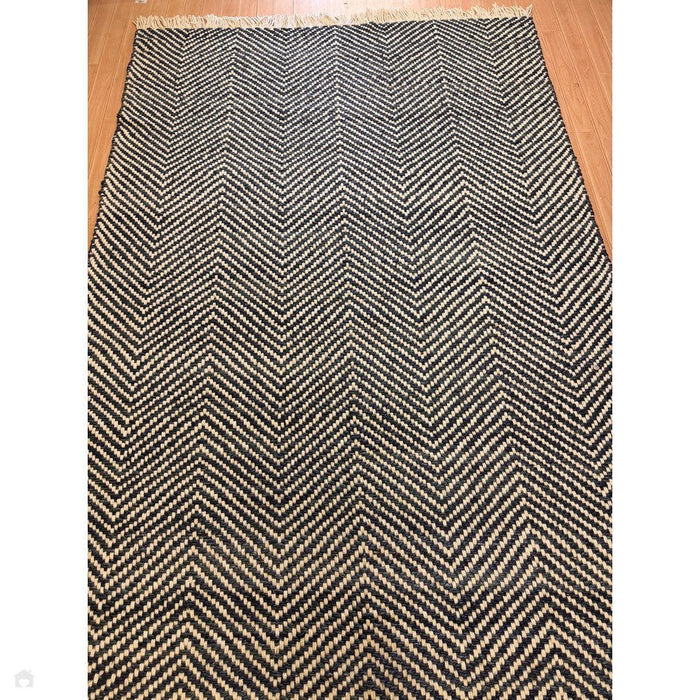 Vigo Modern Geometric Zig Zag Hand-Woven Jute Mix Soft-Touch Boho Flatweave Navy/Cream Rug