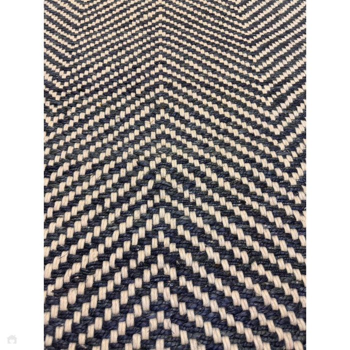 Vigo Modern Geometric Zig Zag Hand-Woven Jute Mix Soft-Touch Boho Flatweave Navy/Cream Rug