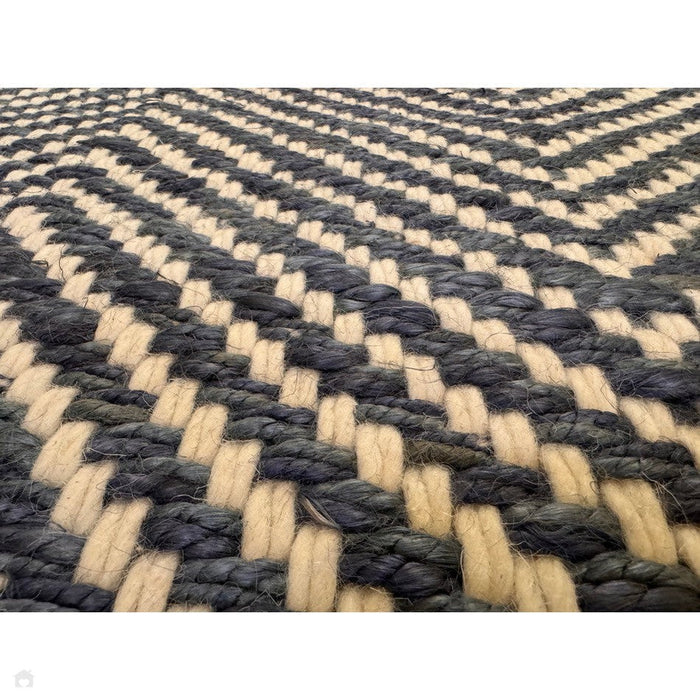 Vigo Modern Geometric Zig Zag Hand-Woven Jute Mix Soft-Touch Boho Flatweave Navy/Cream Rug