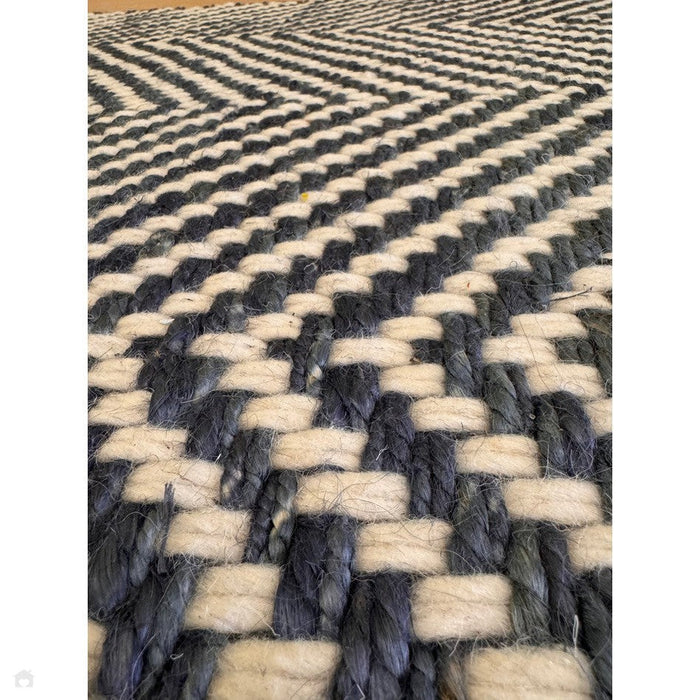 Vigo Modern Geometric Zig Zag Hand-Woven Jute Mix Soft-Touch Boho Flatweave Navy/Cream Rug