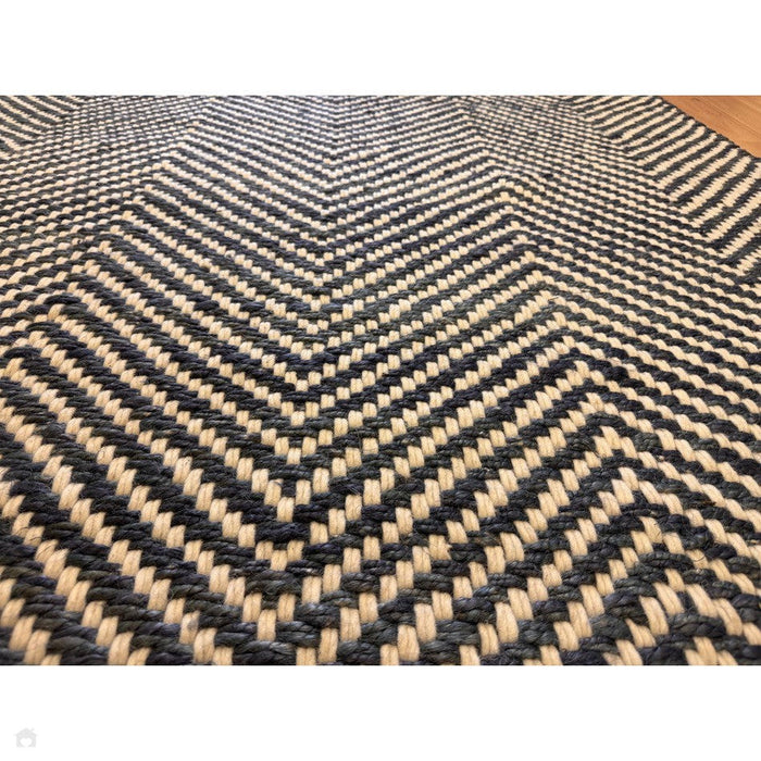 Vigo Modern Geometric Zig Zag Hand-Woven Jute Mix Soft-Touch Boho Flatweave Navy/Cream Rug