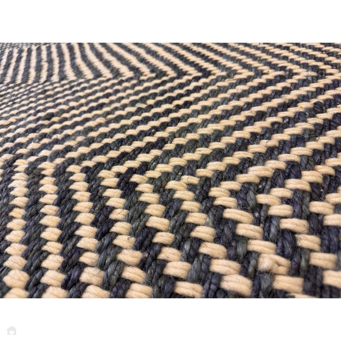 Vigo Modern Geometric Zig Zag Hand-Woven Jute Mix Soft-Touch Boho Flatweave Navy/Cream Rug