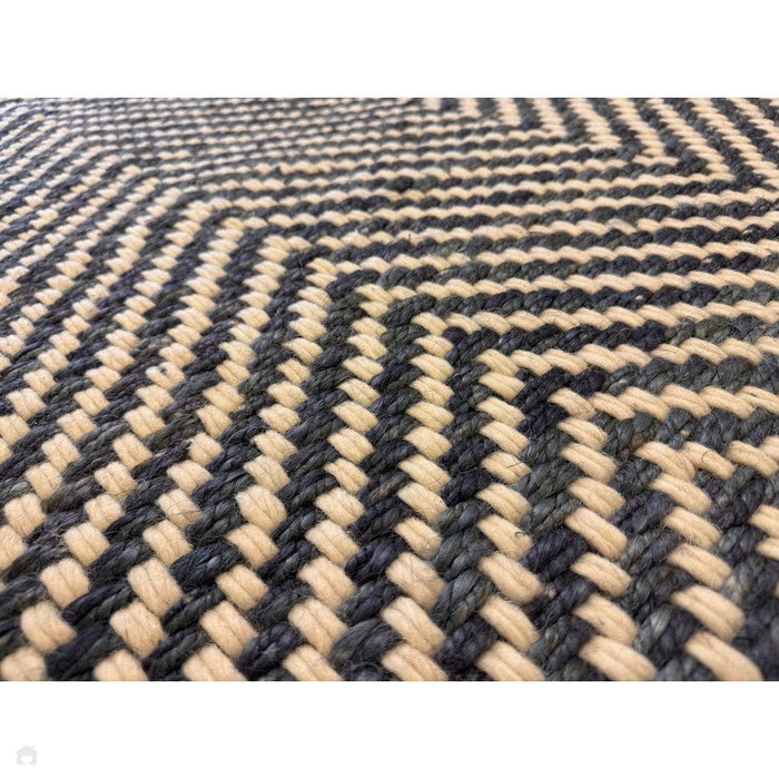 Vigo Modern Geometric Zig Zag Hand-Woven Jute Mix Soft-Touch Boho Flatweave Navy/Cream Rug