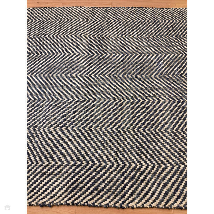 Vigo Modern Geometric Zig Zag Hand-Woven Jute Mix Soft-Touch Boho Flatweave Navy/Cream Rug