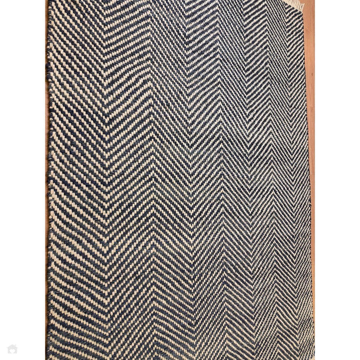 Vigo Modern Geometric Zig Zag Hand-Woven Jute Mix Soft-Touch Boho Flatweave Navy/Cream Rug