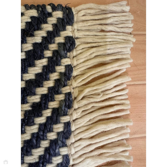 Vigo Modern Geometric Zig Zag Hand-Woven Jute Mix Soft-Touch Boho Flatweave Navy/Cream Rug