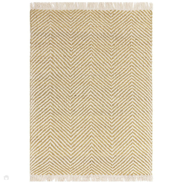 Vigo Modern Geometric Zig Zag Hand-Woven Jute Mix Soft-Touch Boho Flatweave Ochre/Cream Rug