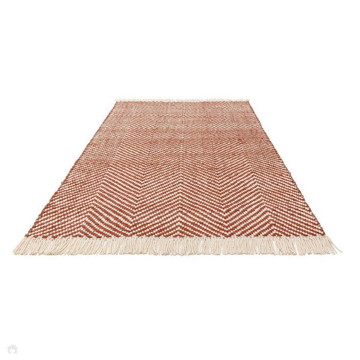 Vigo Modern Geometric Zig Zag Hand-Woven Jute Mix Soft-Touch Boho Flatweave Rust/Cream Rug