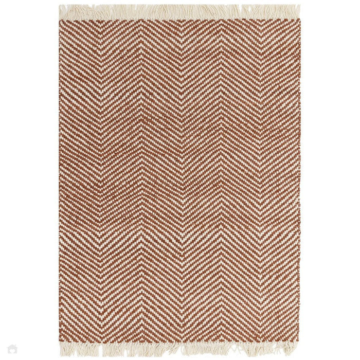 Vigo Modern Geometric Zig Zag Hand-Woven Jute Mix Soft-Touch Boho Flatweave Rust/Cream Rug