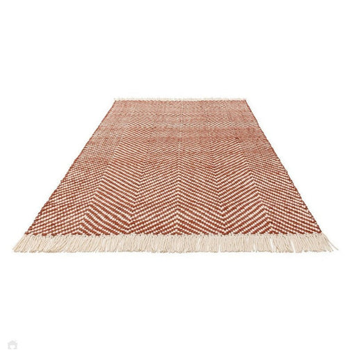 Vigo Modern Geometric Zig Zag Hand-Woven Jute Mix Soft-Touch Boho Flatweave Rust/Cream Rug