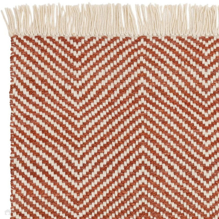 Vigo Modern Geometric Zig Zag Hand-Woven Jute Mix Soft-Touch Boho Flatweave Rust/Cream Rug