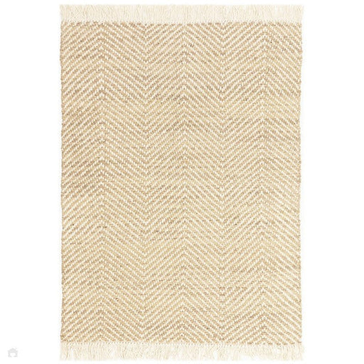 Vigo Modern Geometric Zig Zag Hand-Woven Jute Mix Soft-Touch Boho Flatweave Sand/Cream Rug