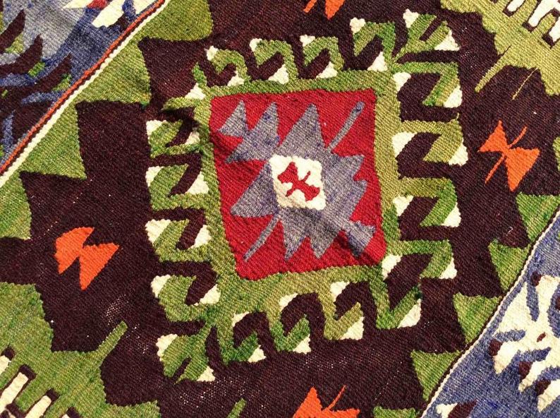 Vintage 157cm x 133cm Tribal Kilim Rug From Turkey