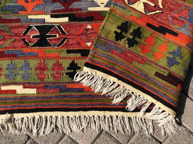 Vintage 157cm x 133cm Tribal Kilim Rug From Turkey