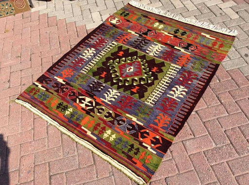 Vintage 157cm x 133cm Tribal Kilim Rug From Turkey