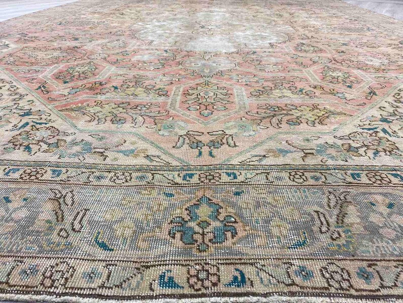 Vintage 1930's Turkish Oushak Rug 152" x 113" Hand Knotted