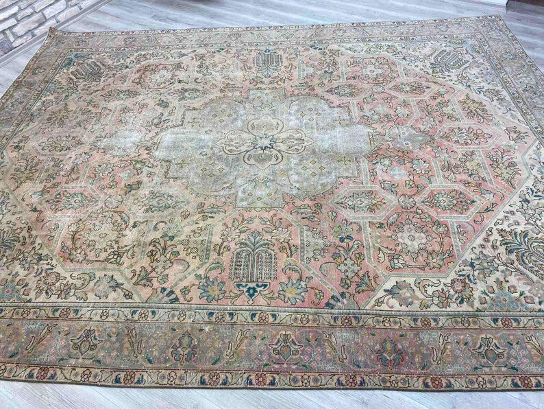 Vintage 1930's Turkish Oushak Rug 152" x 113" Hand Knotted