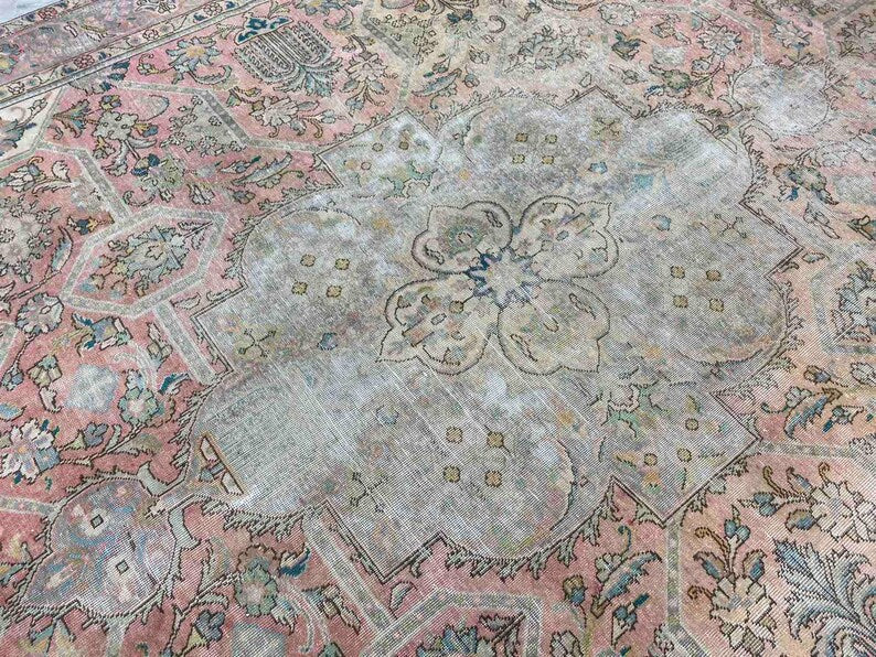 Vintage 1930's Turkish Oushak Rug 152" x 113" Hand Knotted